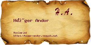 Höger Andor névjegykártya